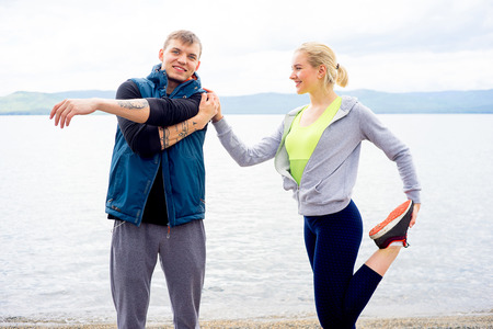 Couple working outの写真素材