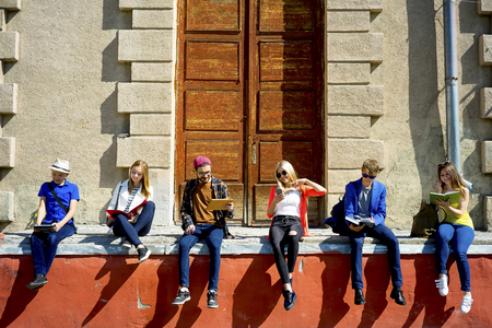 Students on campusの写真素材