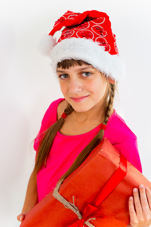 Girl with presentsの写真素材