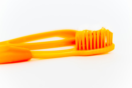 Toothbrushes on a white backgroundの写真素材