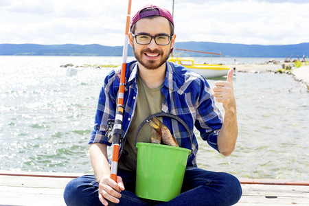 A portrait of a fishermanの写真素材