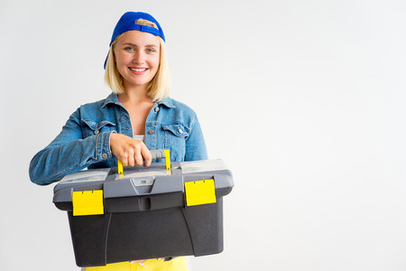 Girl with toolsの写真素材
