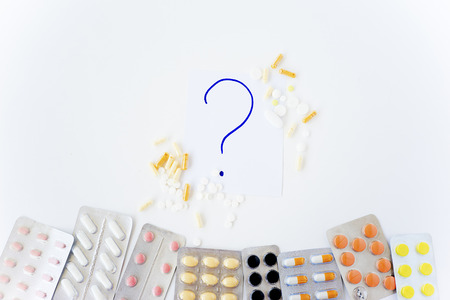 A set of different colorful medication pillsの写真素材