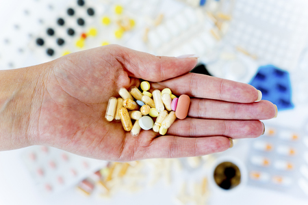 A lot of colorful pillsの写真素材