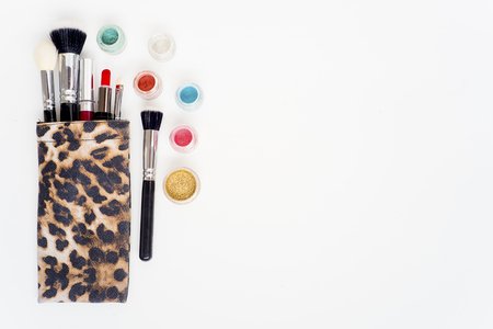 Close up image of cosmetics on white backgroundの写真素材