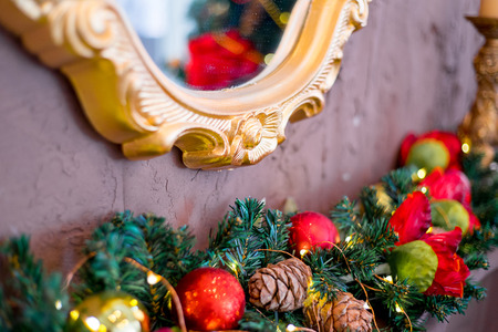 Beautiful christmas interior new year decoration in a roomの写真素材