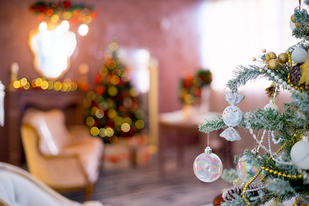 Beautiful christmas interior new year decoration in a roomの写真素材