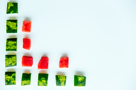 Sliced watermelon on white backgroundの写真素材