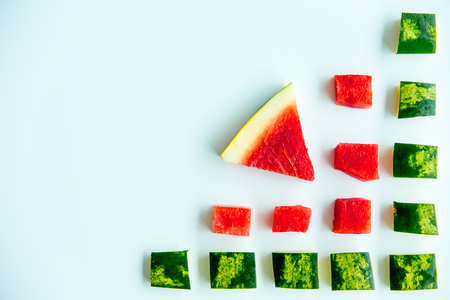 Sliced watermelon on white backgroundの写真素材