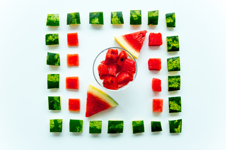 Sliced watermelon on white backgroundの写真素材