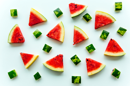 Sliced watermelon on white backgroundの写真素材