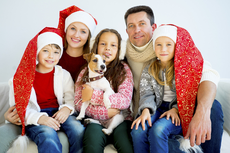 Family celebrating christmasの写真素材