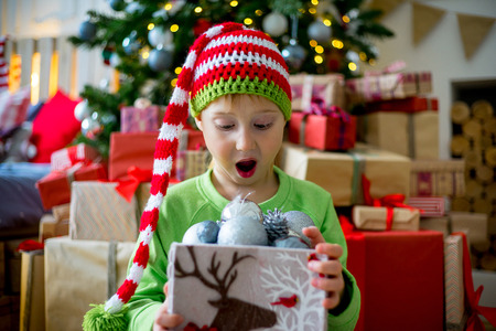 Kid celebrating christmasの写真素材