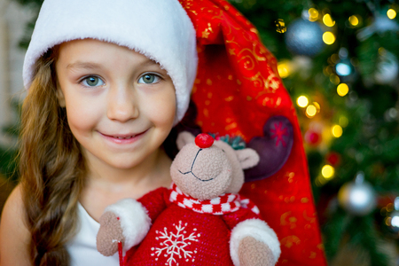 Girl celebrating christmasの写真素材