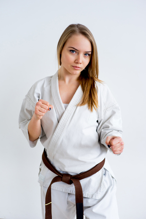 Karate girl trainingの写真素材