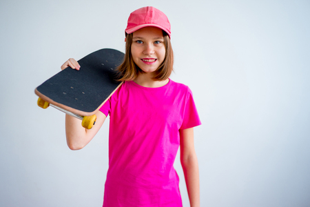 Girl on skateboardの写真素材