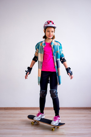 Girl on skateboardの写真素材