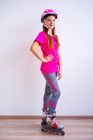 Girl on roller skatesの写真素材