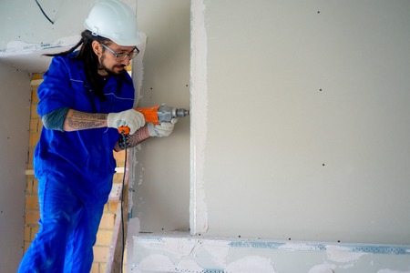 Worker on a consruction siteの写真素材