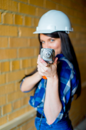 Female worker on construction siteの写真素材