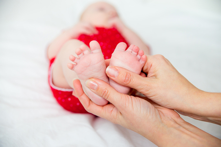 A portrait of a baby in a clinicの写真素材