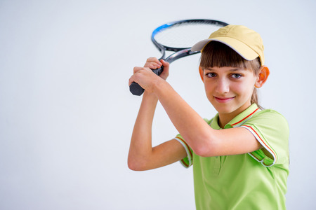 Girl playing tennisの写真素材