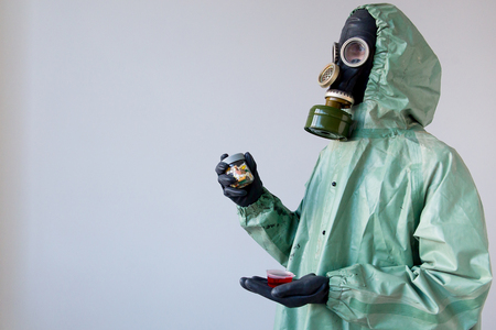People in gas masksの写真素材