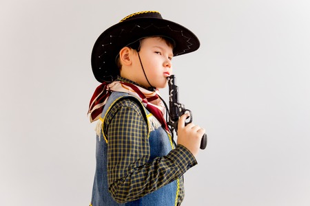 Boy in a cowboy costumeの写真素材