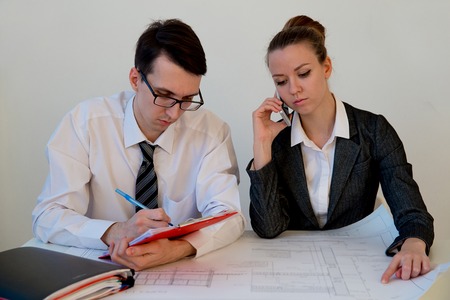 Architects discussing plansの写真素材