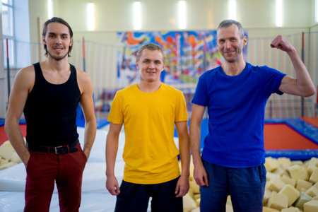 People in trampoline centerの写真素材