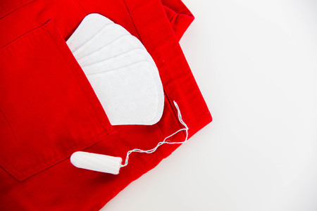 Menstrual pads on a tableの写真素材