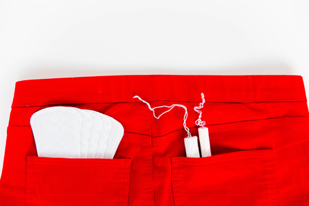 Menstrual pads on a tableの写真素材