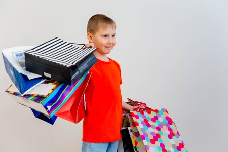 Little boy shoppingの写真素材