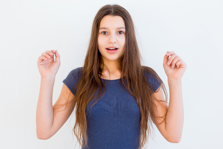 Girl showing emotionsの写真素材