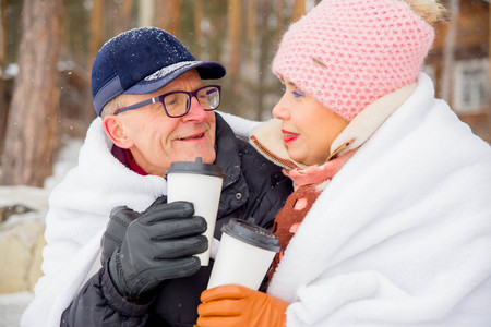 senior couple walkingの写真素材