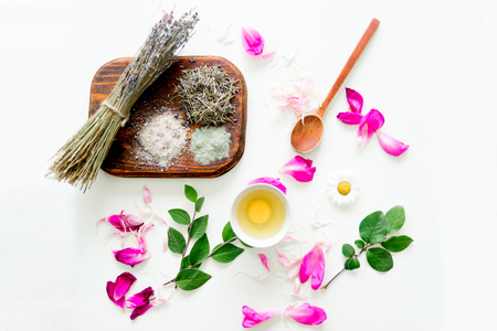 Fresh herbs,fruits and essential oil for skin careの写真素材