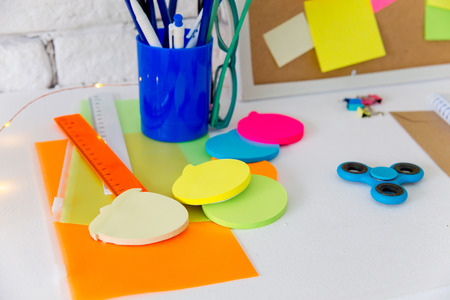 Cork board with notes, clipping path includedの写真素材