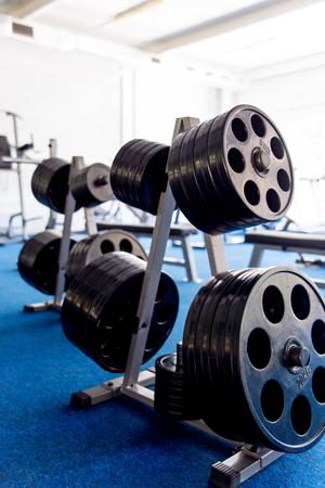Modern Gym Room Fitness Center With Equipment And Machinesの写真素材