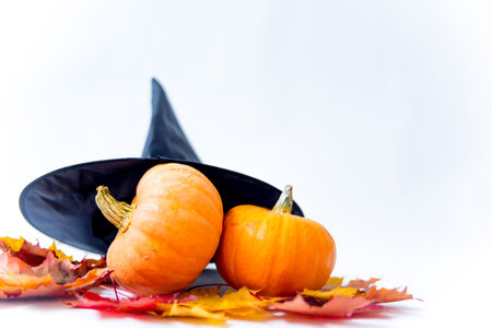 Decorative orange pumpkins on display for halloween - jack o lantern