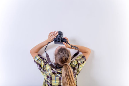different photographer poses: bending, squatting, lying down