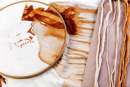 Creative sewing supplies and accessories on a table