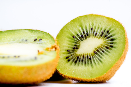 Creative layout made of fruits on a white backgroundの写真素材