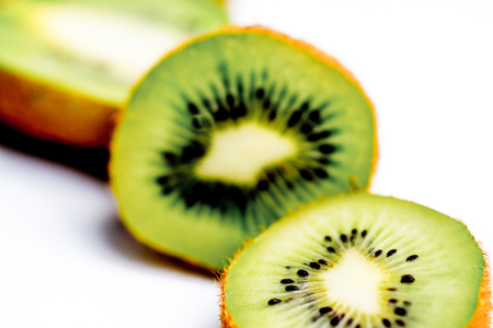 Creative layout made of fruits on a white backgroundの写真素材