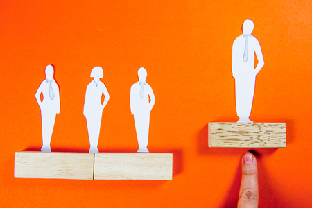 success concept - white man figure on a ladderの写真素材