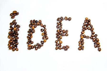 coffee beans composition on a white backgroundの写真素材