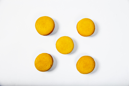 various colorful sweet macarons cookies for dessertの写真素材