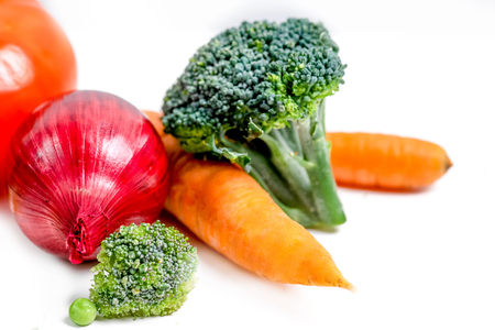 a fresh group of vegetables on white backgroundの写真素材