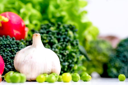 a fresh group of vegetables on white backgroundの写真素材