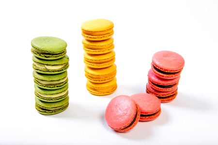 various colorful sweet macarons cookies for dessertの写真素材
