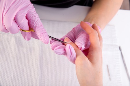 professional manicure procedure in a beauty salonの写真素材